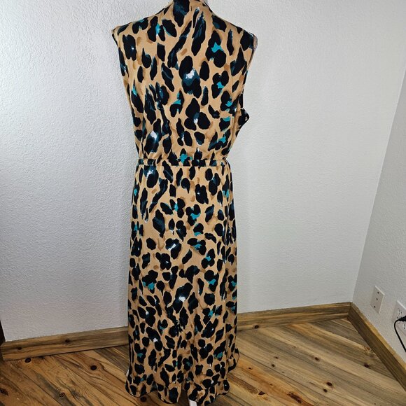 Boohoo Leopard Print Wrap Midi Dress NWT Size 18 - Picture 10 of 12